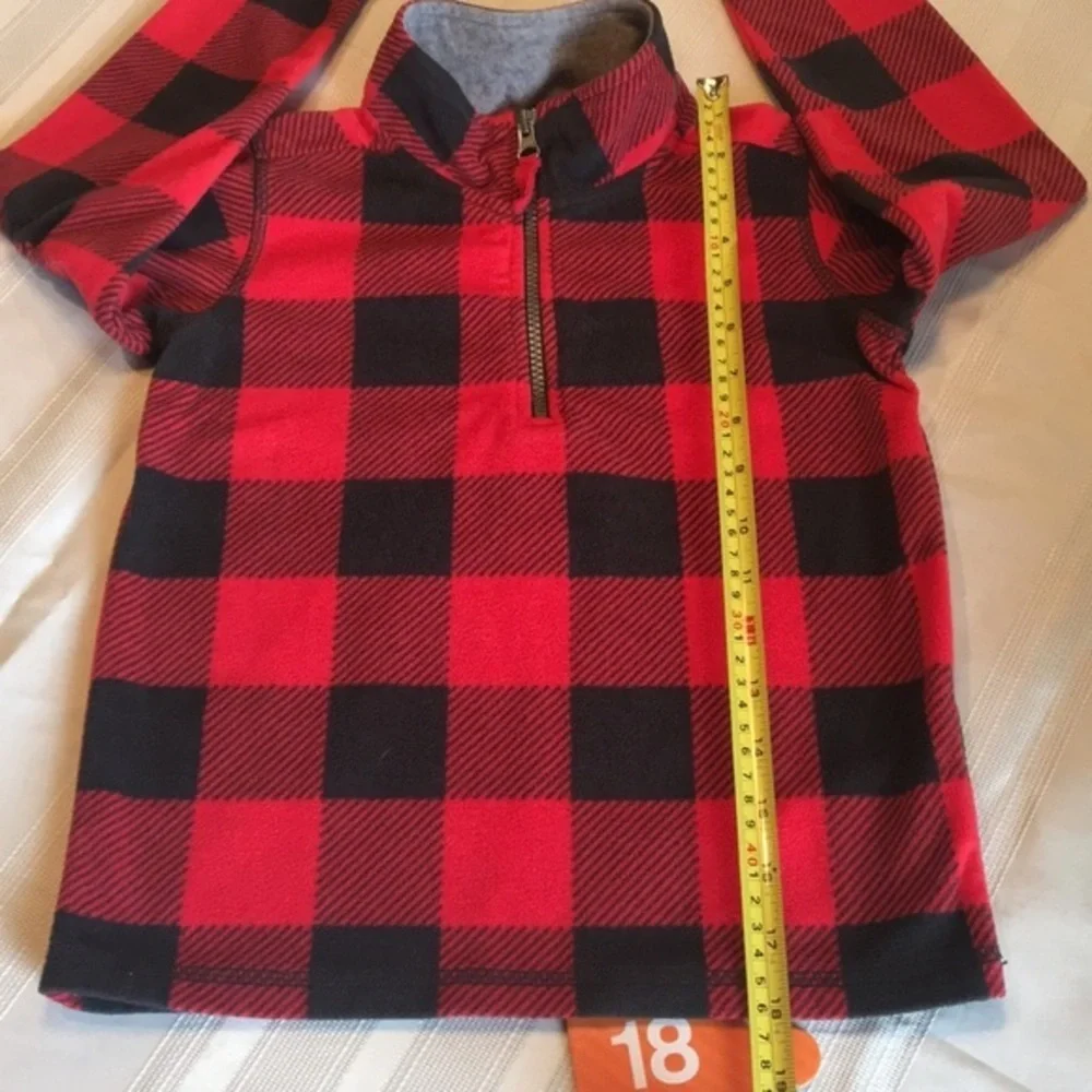 CARTER’S Kids Buffalo Check 1/4 zip fleece shirt